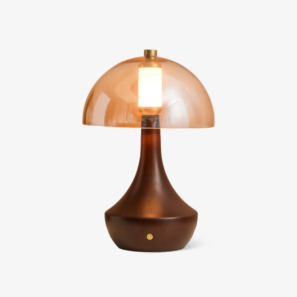 Aurae lámpara de mesa moderna de madera y vidrio