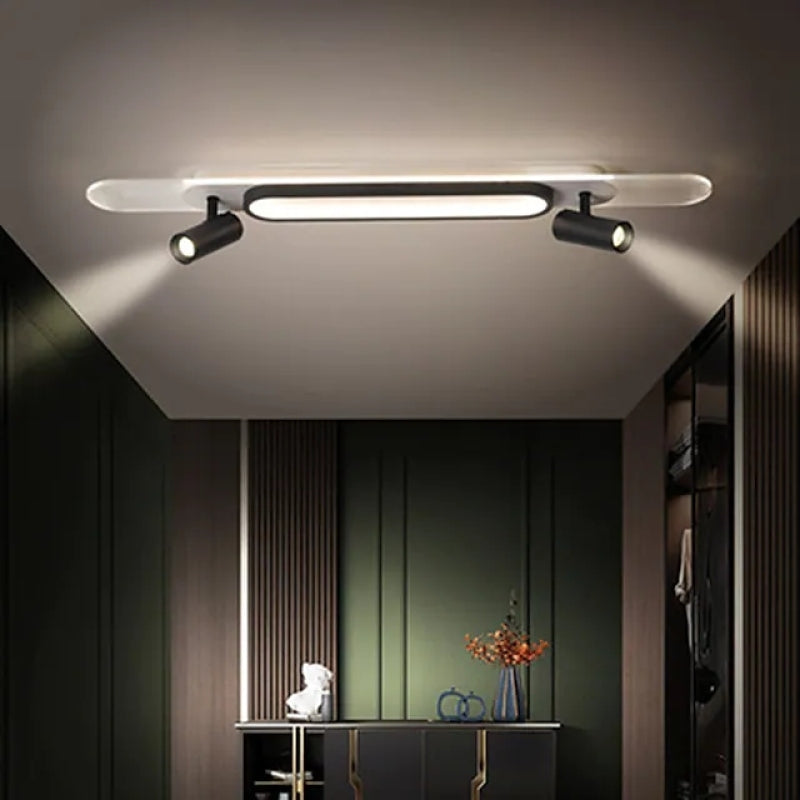 Aim Moderna Rectangular Metal LED Lámpara de Techo Blanca
