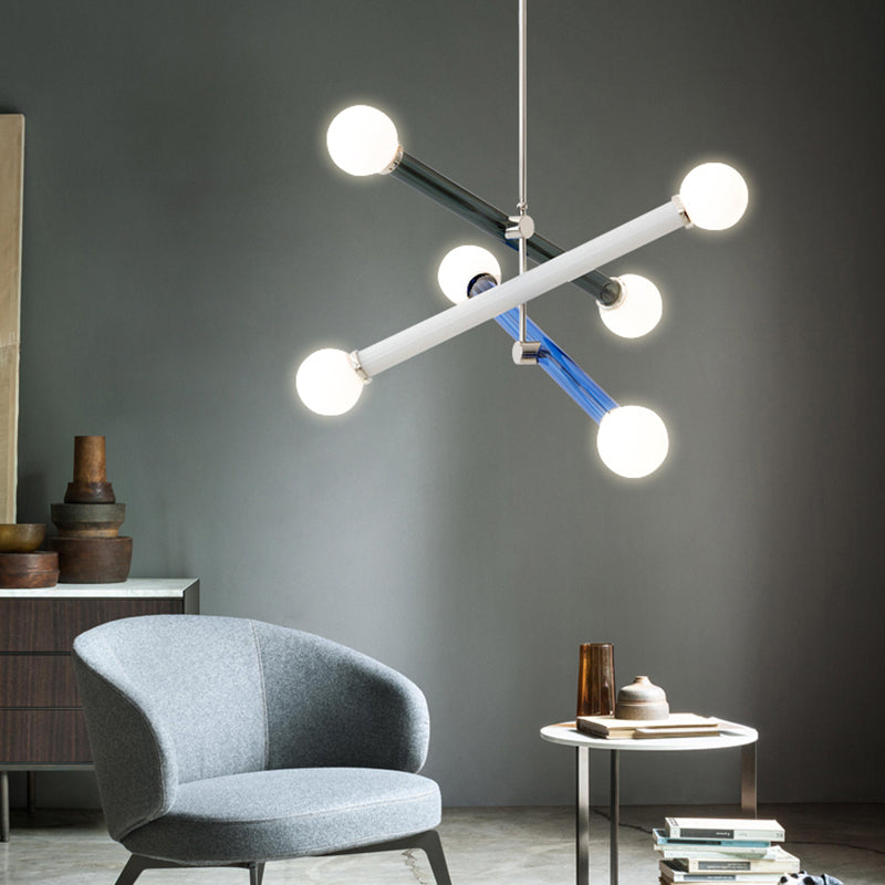 Avi Diseño Lineal Multiple Metal/Vidrio LED Lámpara Colgante Blanca