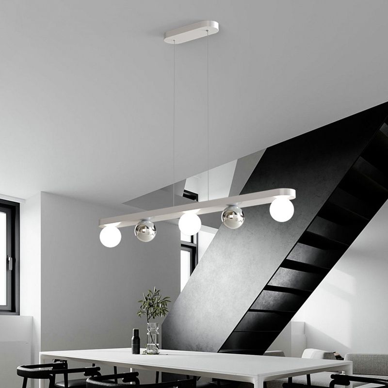 Valentina Moderna Minimalista Lineal Metal/Acrílico Lámpara Colgante Plata/Blanca