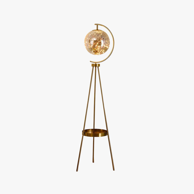 Mira Moderna Redonda Metal/Vidrio LED Lámpara de Pie Dorada/Negra