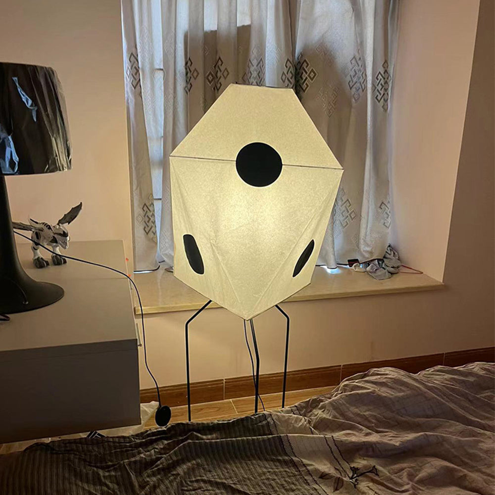 Mira Moderna Diseño Metal/Papel Lámpara de Pie Blanca
