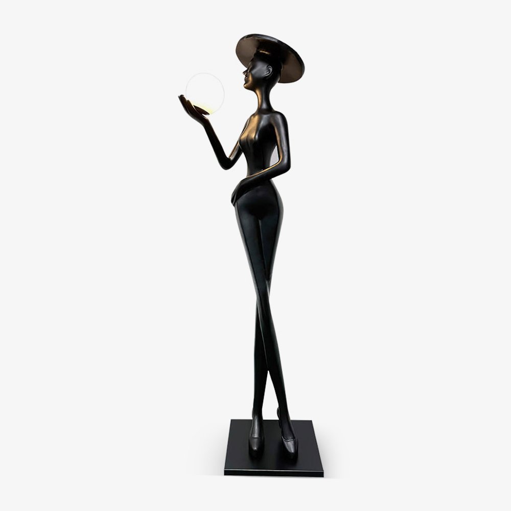 Zevinen lámpara de pie elegante negra