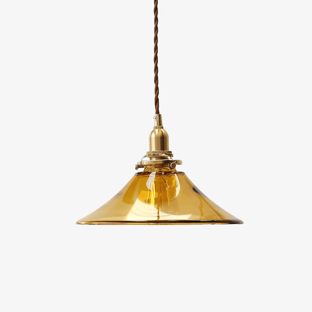 Pila lámpara colgante de vidrio ámbar y latón estilo vintage para comedor