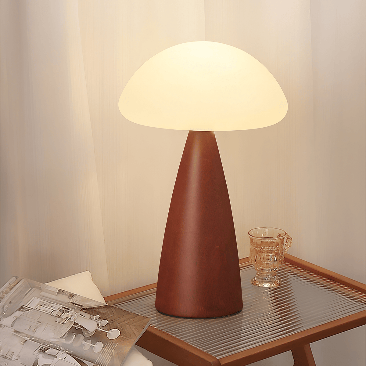Ibisin lámpara de mesa Funge de madera contemporánea