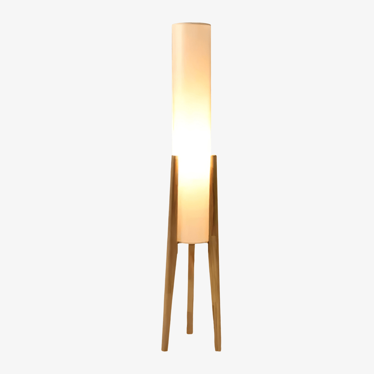 Triluxe lámpara de pie moderna de madera y tejido