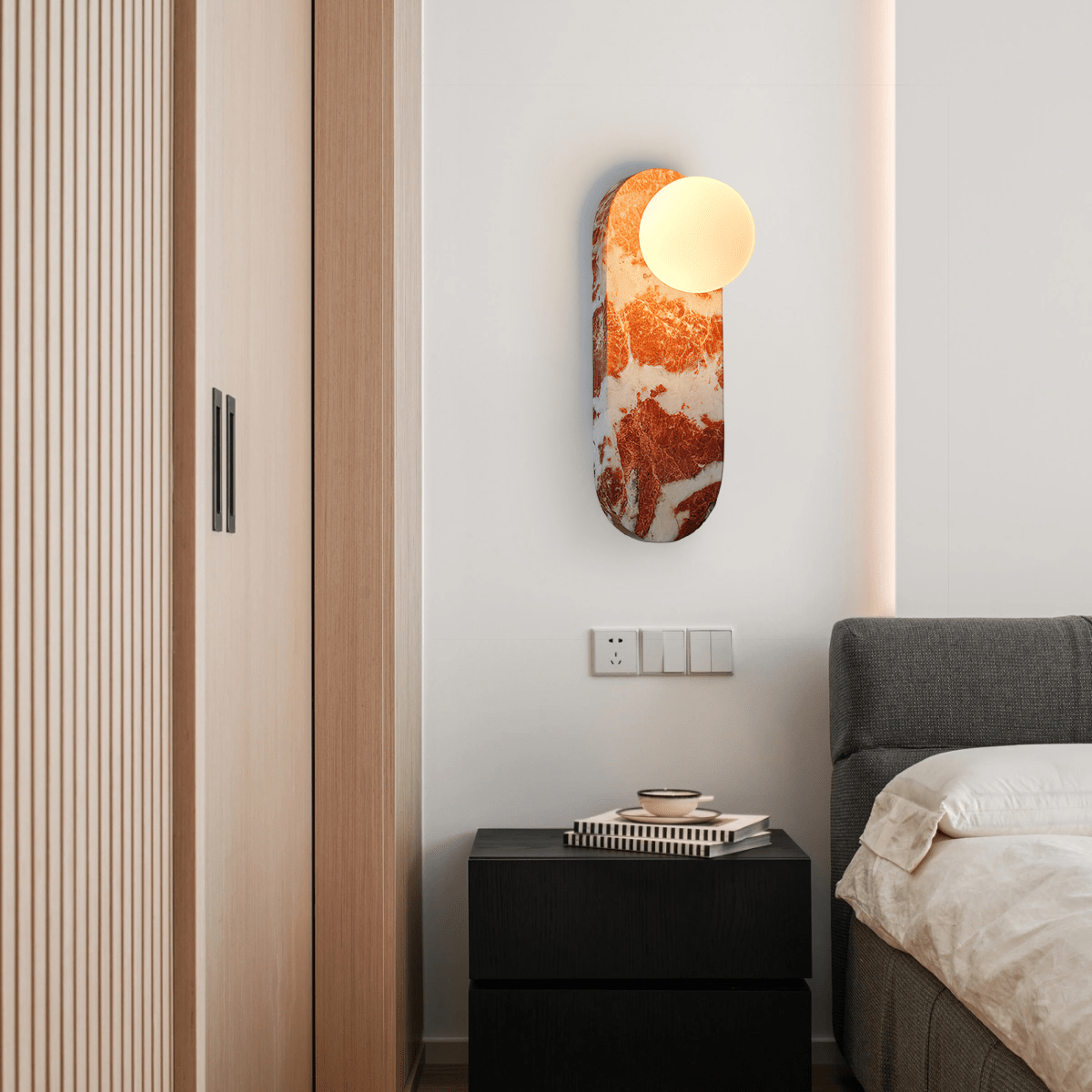 Sysolion aplique de pared moderno minimalista de vidrio y mármol