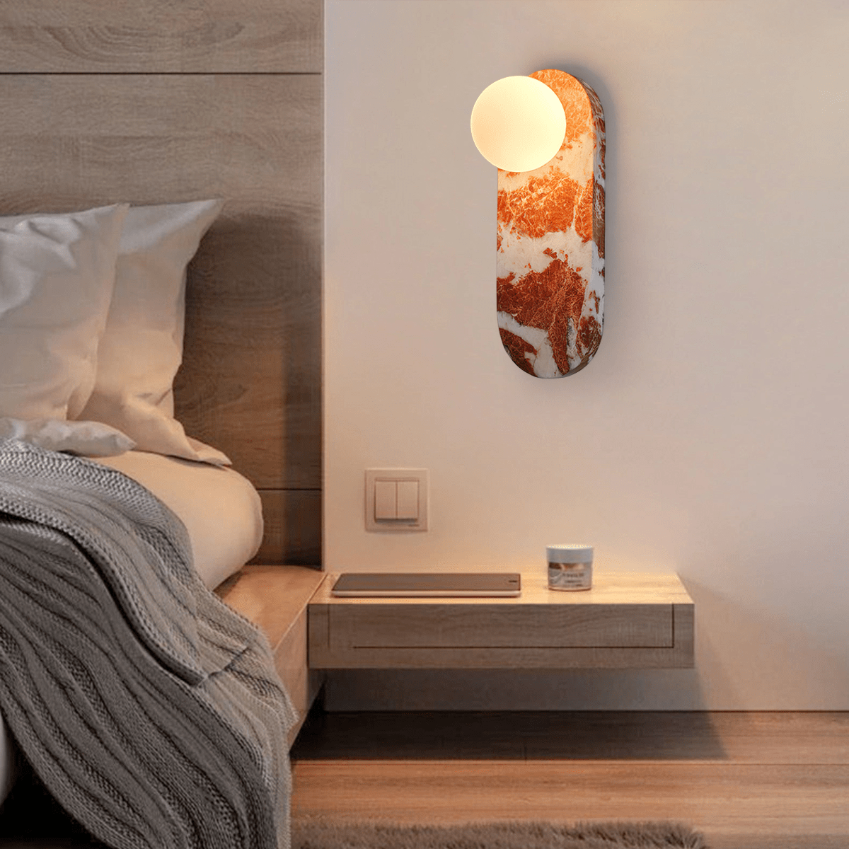 Sysolion aplique de pared moderno minimalista de vidrio y mármol