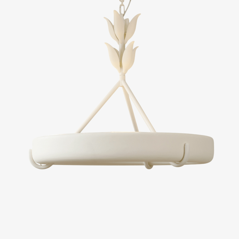 Eixor lámpara de araña de yeso blanca forma floral minimalista