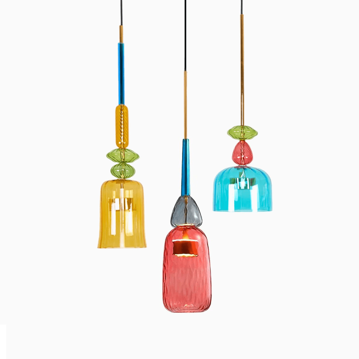 Voshan lámpara colgante bohemio de vidrio con mezcla de colores