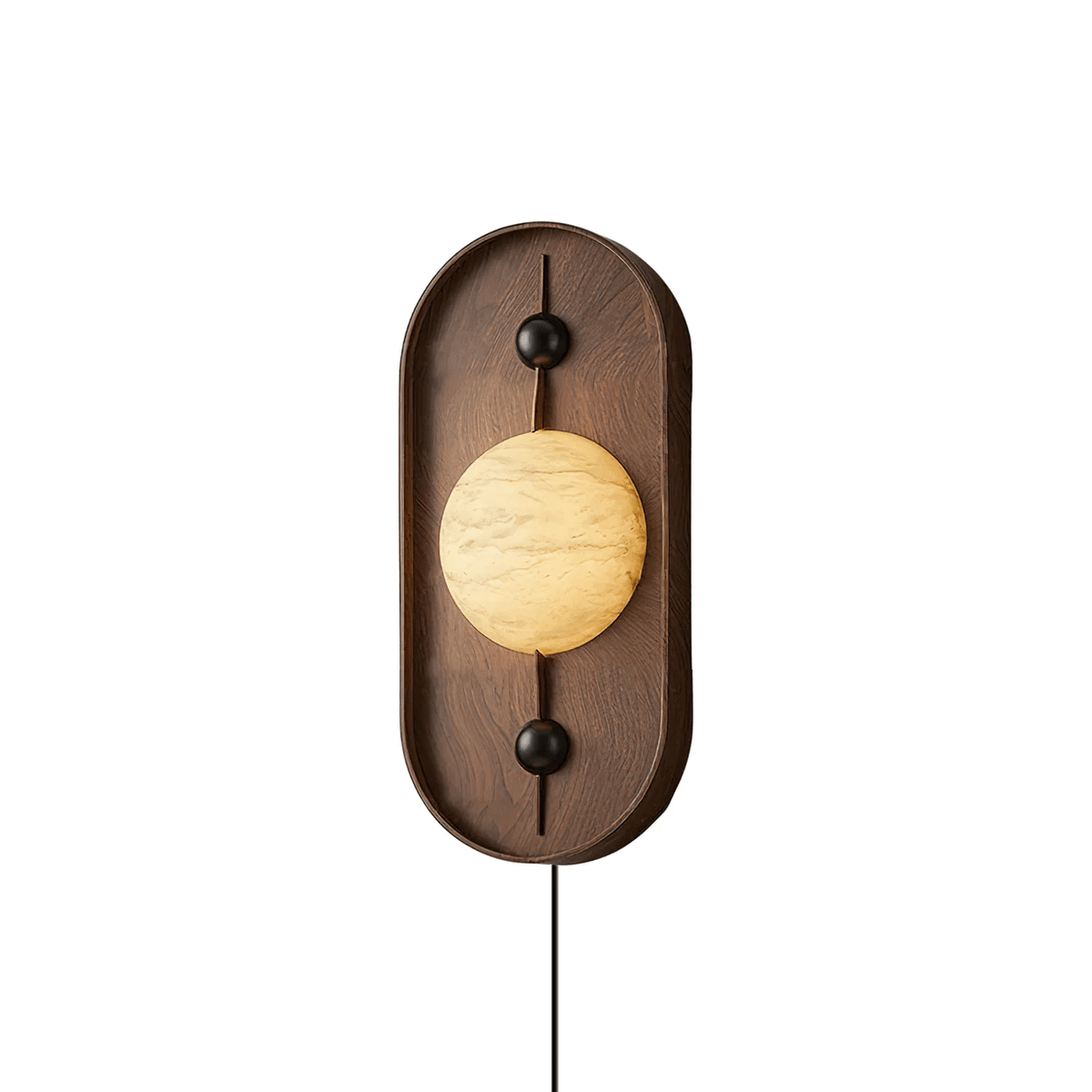 Nivuielle aplique de pared oval alabastro madera color nogal