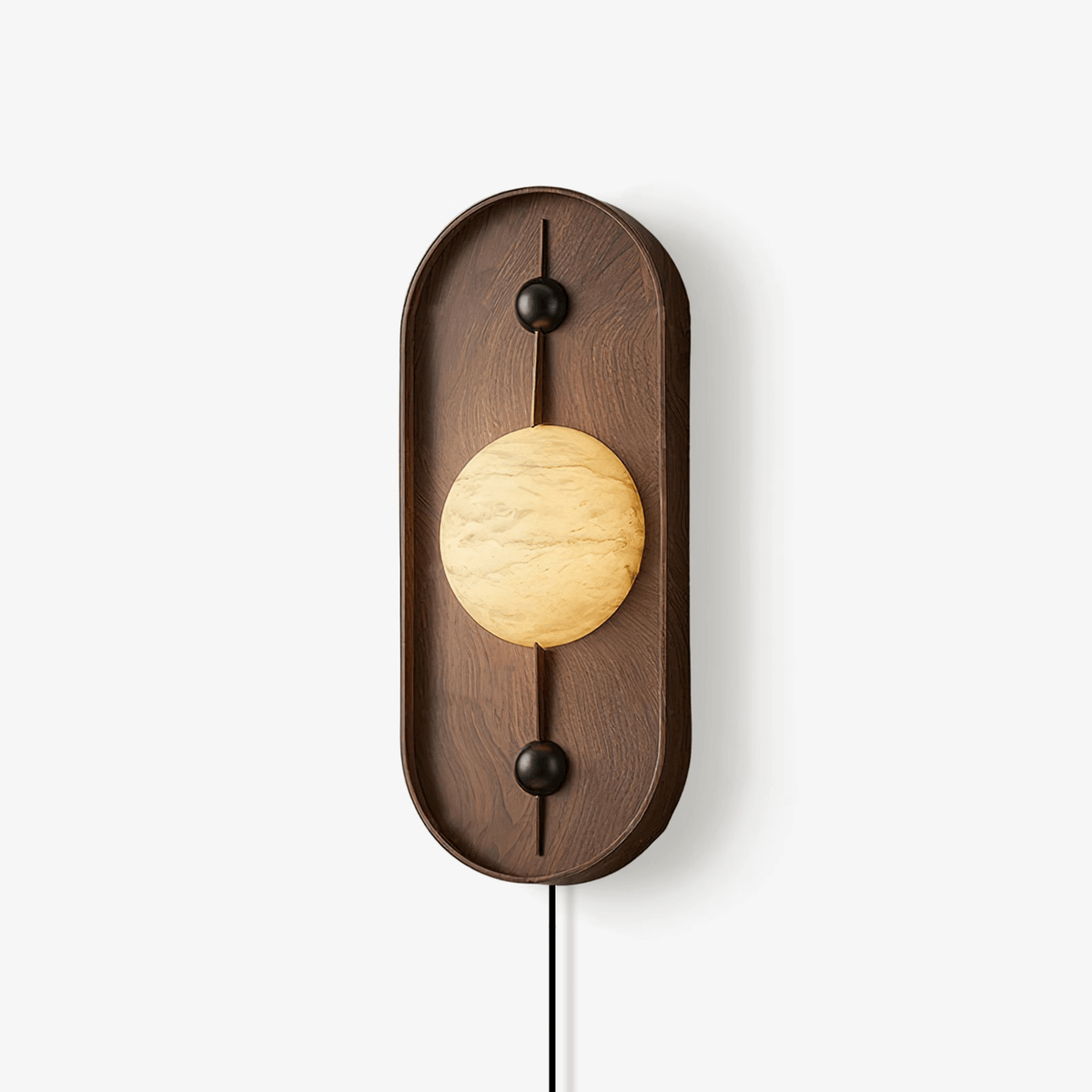 Nivuielle aplique de pared oval alabastro madera color nogal