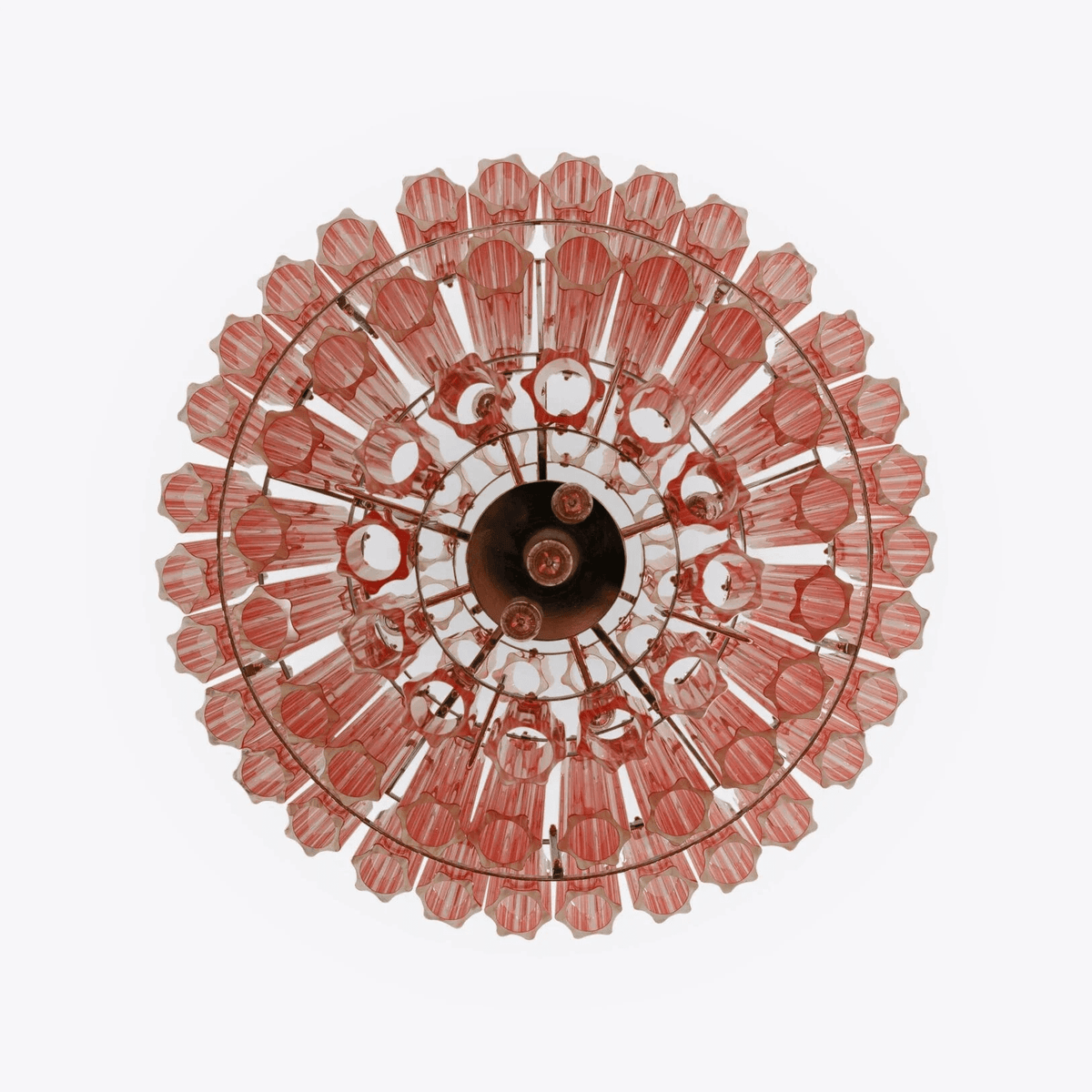 Veleneon lámpara de araña Tubos de vidrio rosa hexagonales en capas diamante