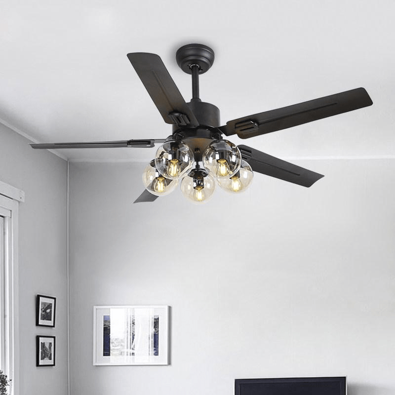 Zazoren ventilador de techo con luz Vintage negro vidrio