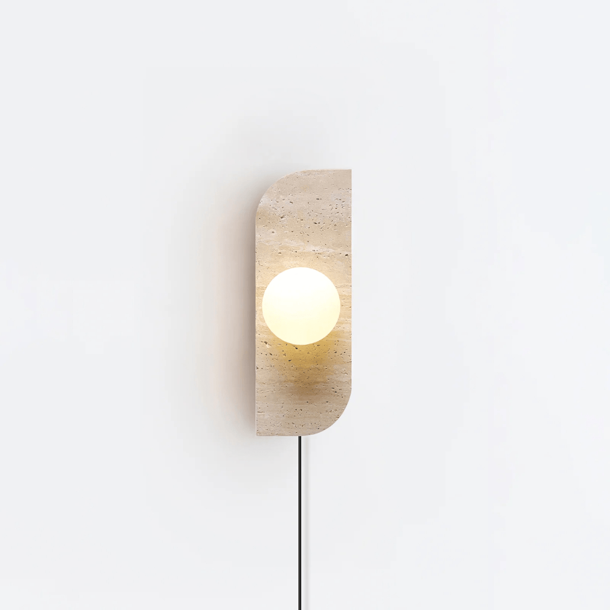 Serearia aplique de pared minimalista de travertino con enchufe enchufable