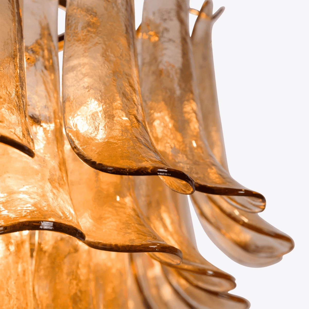 Lykne lámpara de araña Pétalos de vidrio Murano ámbar estilo mid century