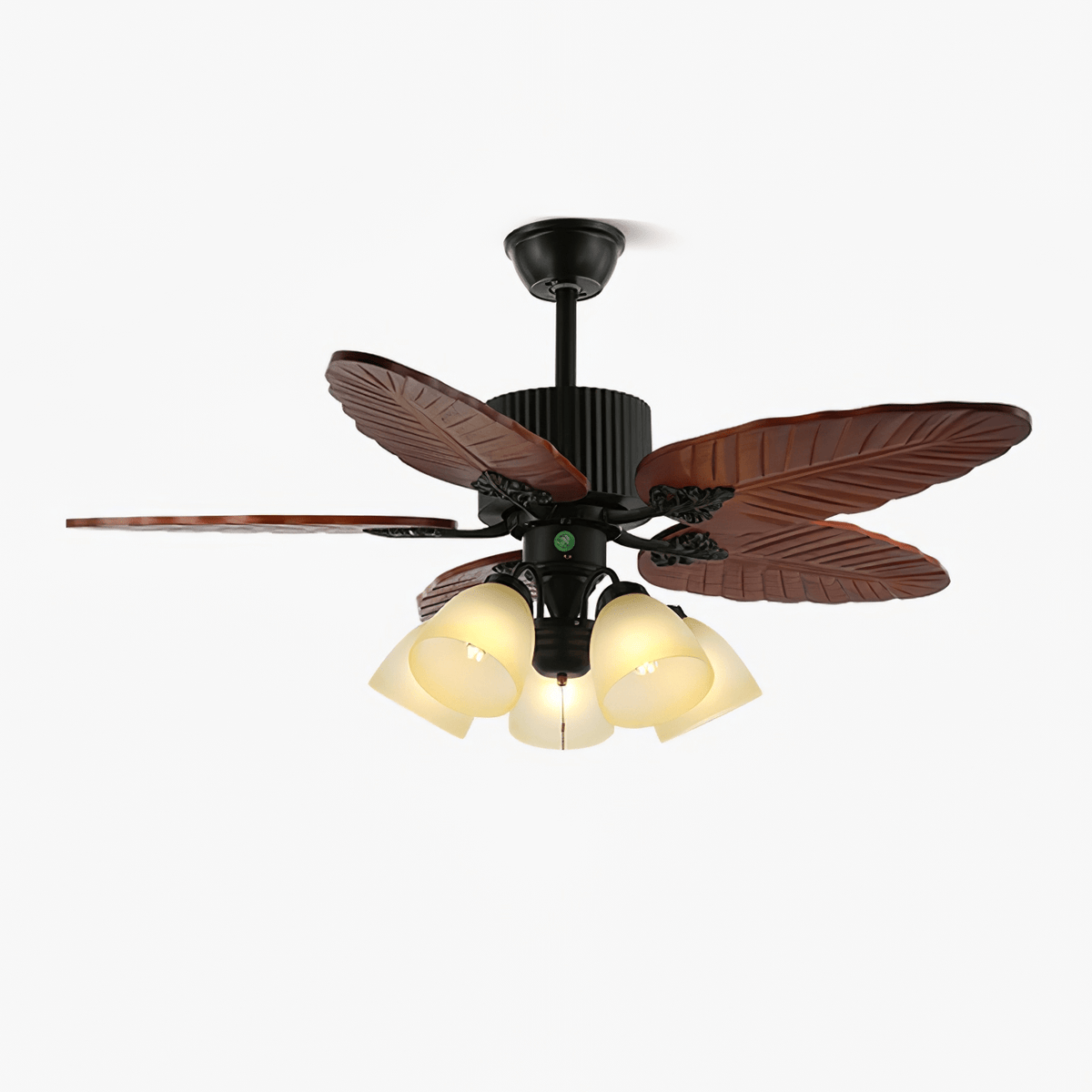 Syleelle ventilador de techo con luz de madera tropical y vidrio