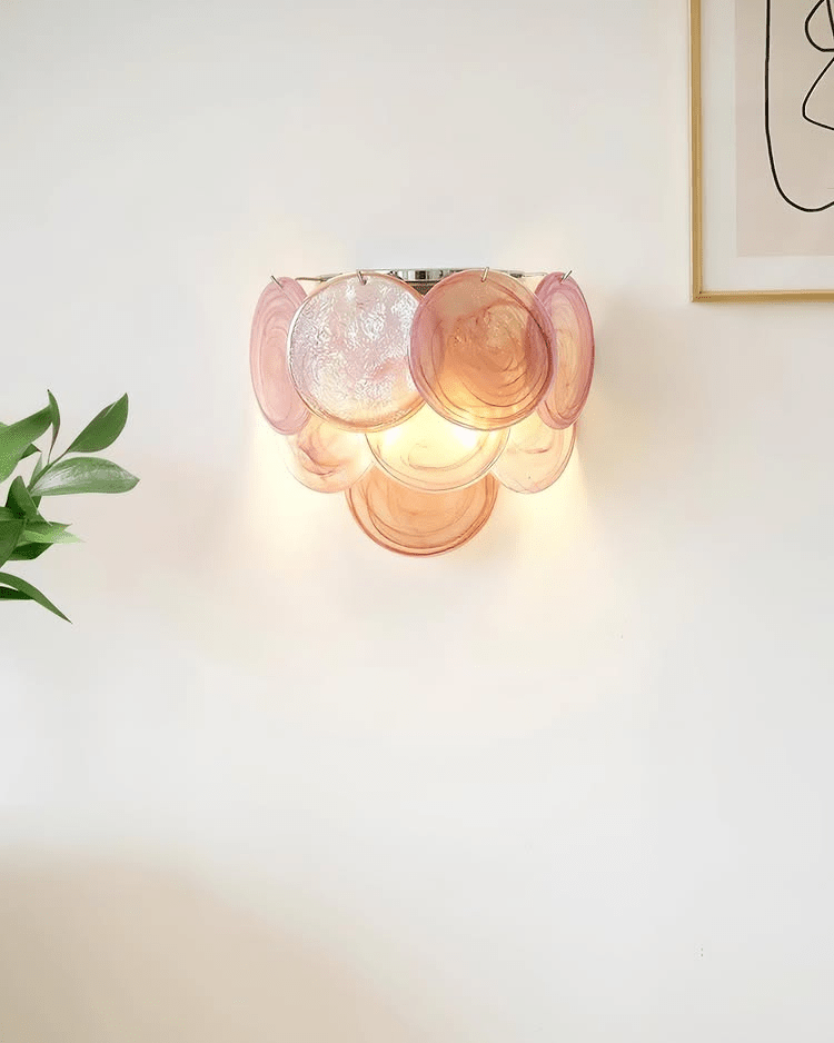 Velenina aplique de pared con discos de vidrio Murano artísticos