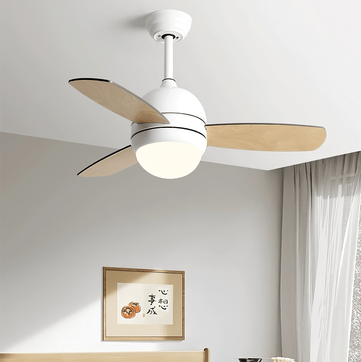 Vevo ventilador de techo con luz minimalista blanco madera