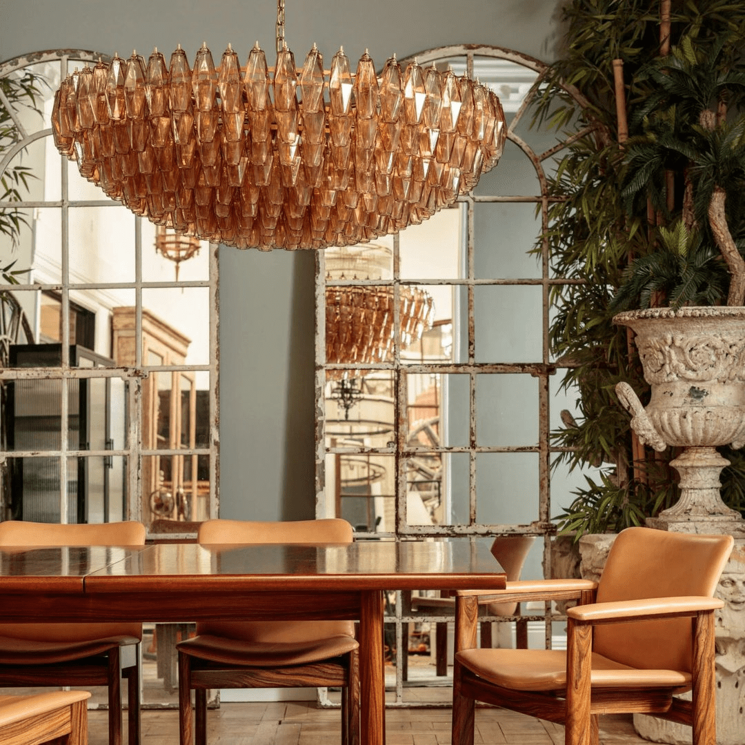 Naely lámpara de araña de vidrio transparente poliedro vintage