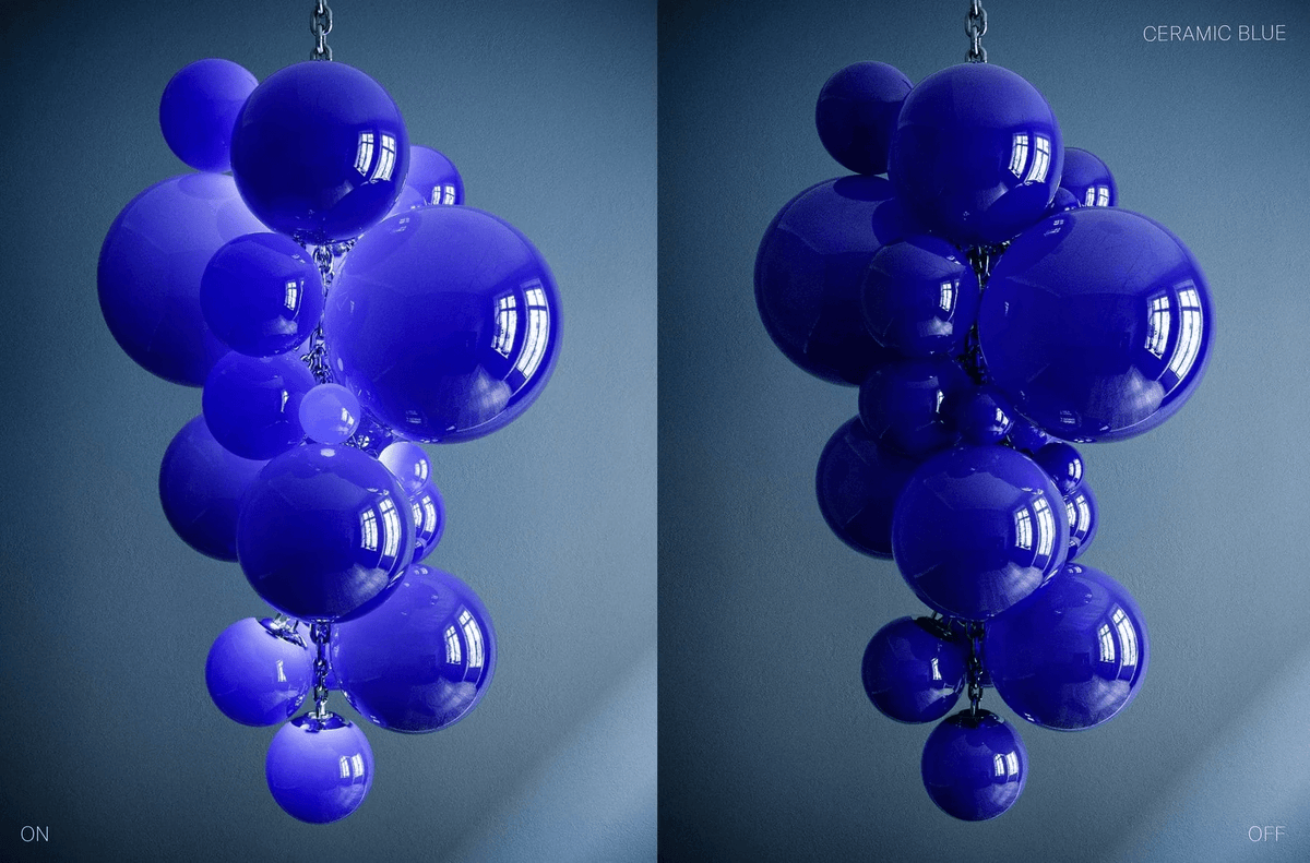 Blixo lámpara de araña de vidrio Murano en racimo de uvas estilo Art Deco