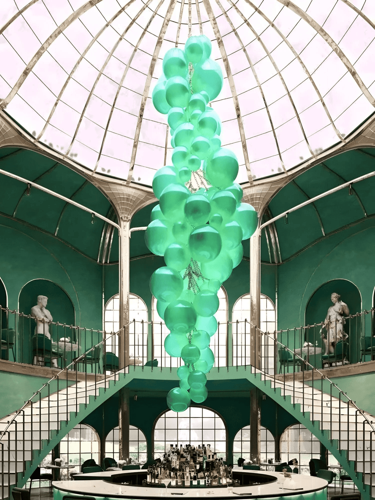 Blixo lámpara de araña de vidrio Murano en racimo de uvas estilo Art Deco