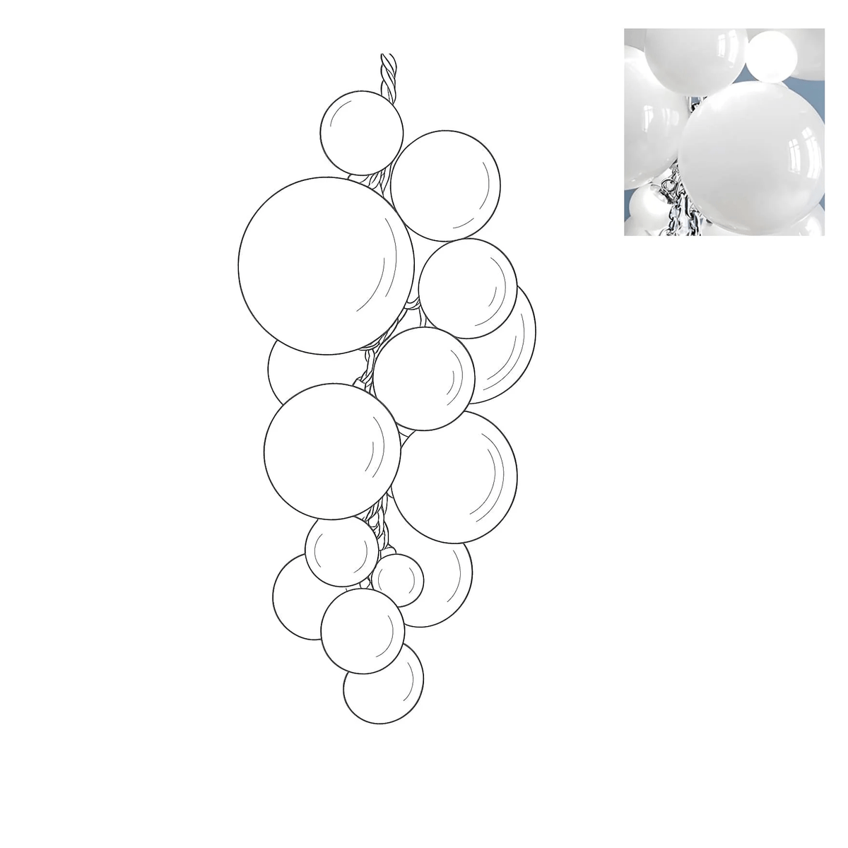 Blixo lámpara de araña de vidrio Murano en racimo de uvas estilo Art Deco