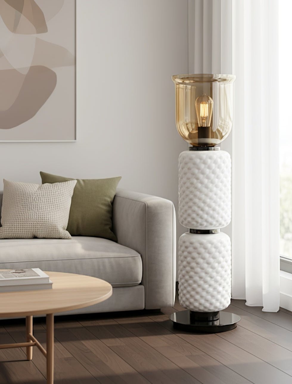 Zephiron lámpara de mesa de vidrio texturizado en capas
