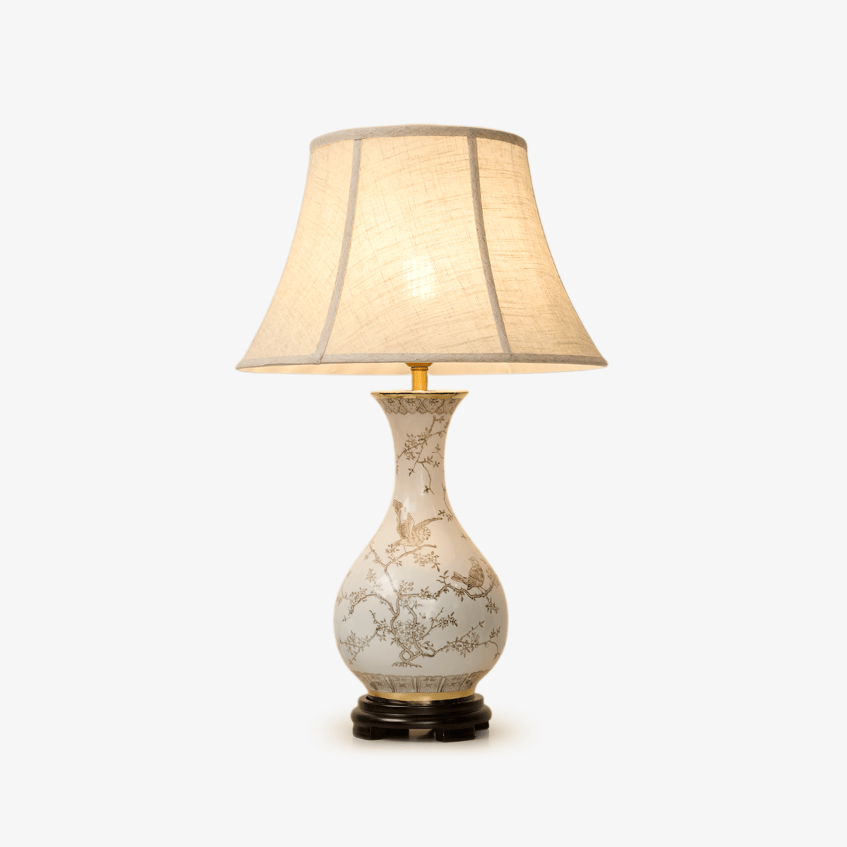 Lámpara de mesa Évariste Floral Bird en cerámica