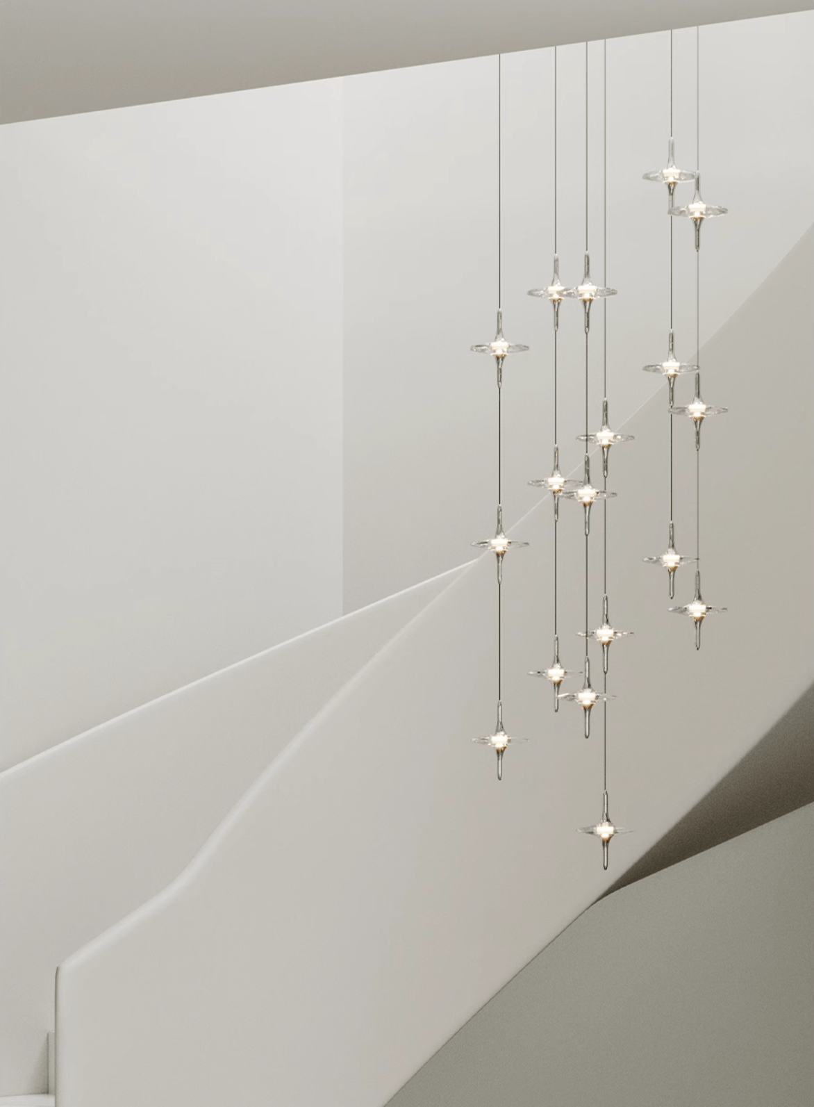Varcienne lámpara de araña Starfall Escalera
