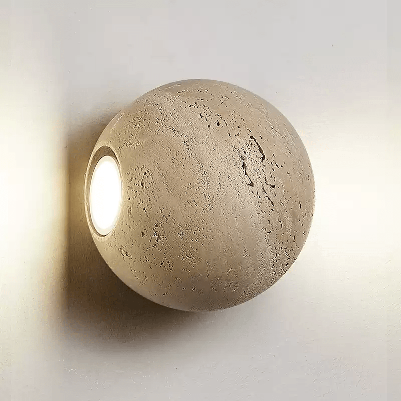 Travian aplique de pared travertino con esfera