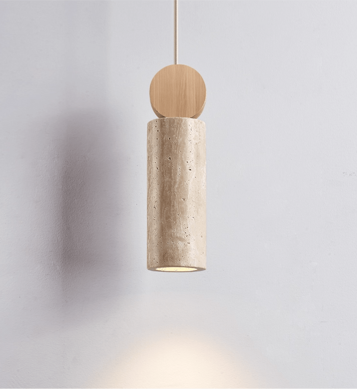 Ashton lámpara colgante travertino cilindro disco