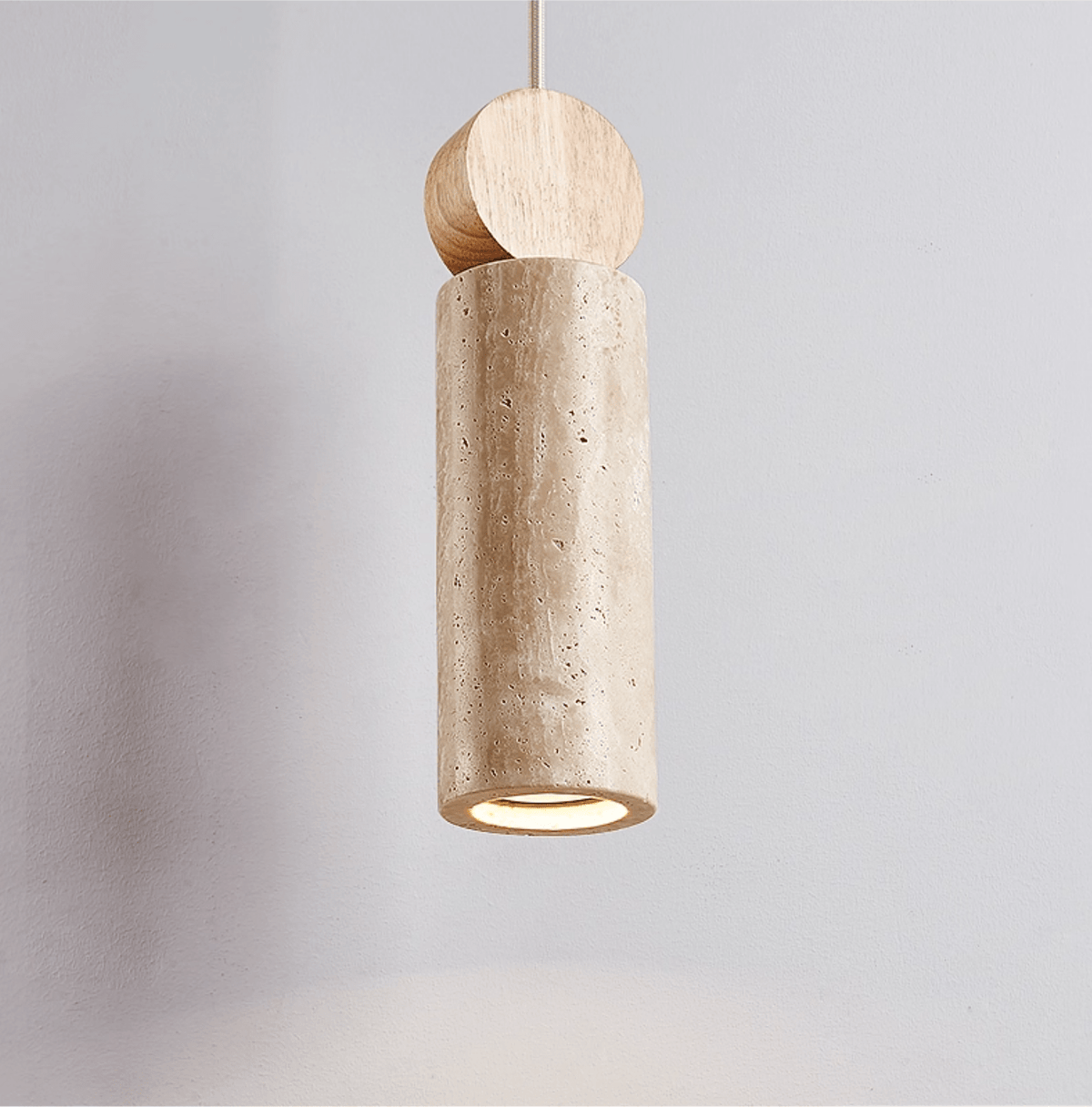 Ashton lámpara colgante travertino cilindro disco
