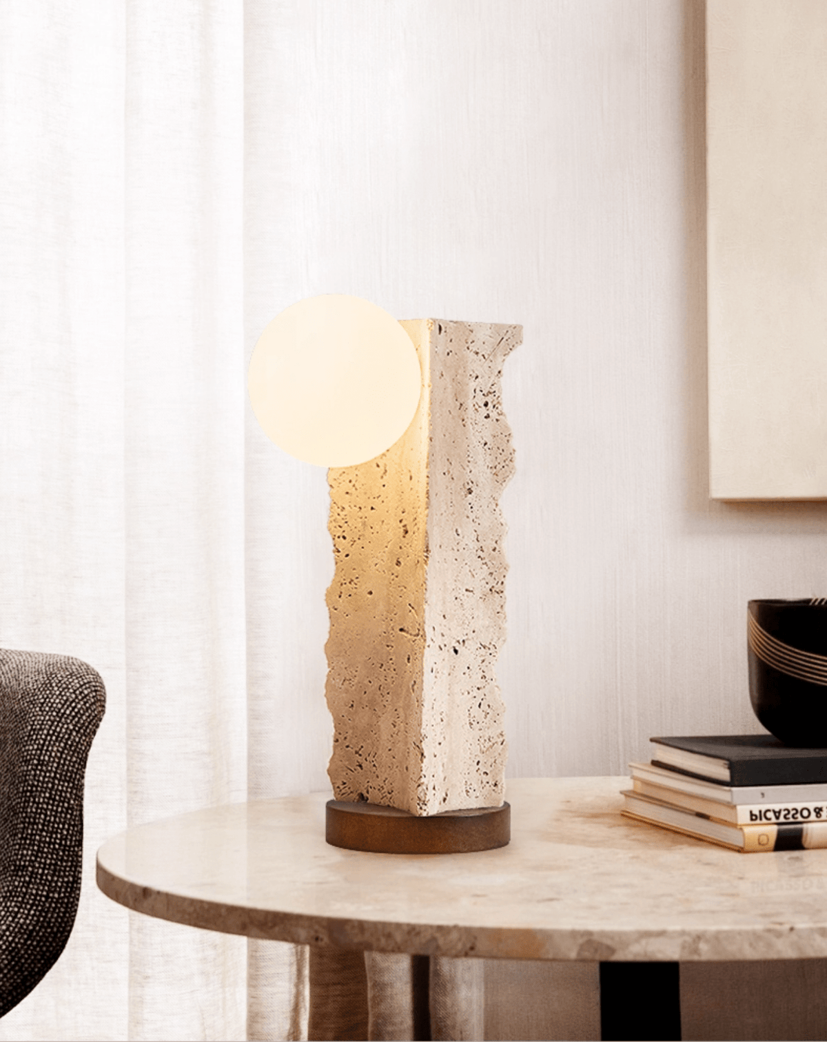 Terra lámpara de mesa travertino