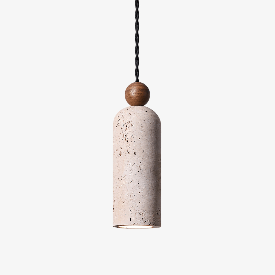 Lámpara colgante Cylinder con perlas de madera