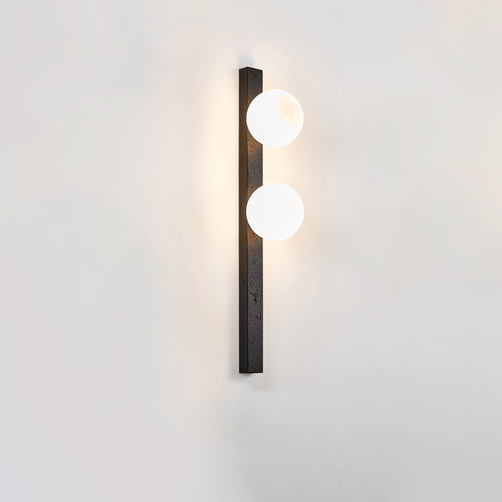 Zoshaira aplique de pared con globo negro y travertino