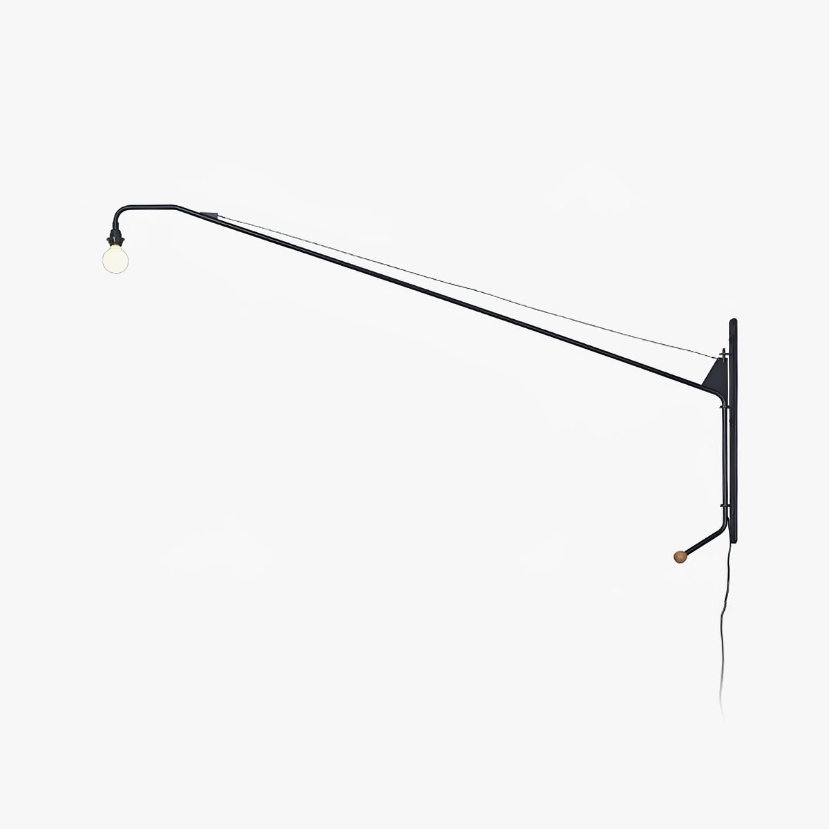 Aplique de pared negro con brazo extensible