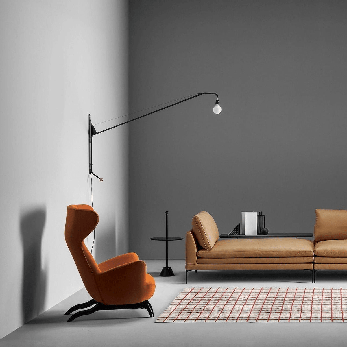 Aplique de pared negro con brazo extensible