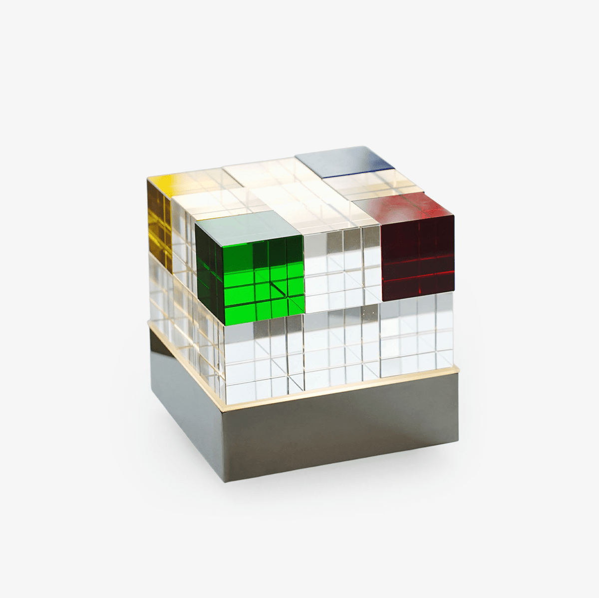 Elleryn lámpara de mesa de cristal colorido en forma de cubo