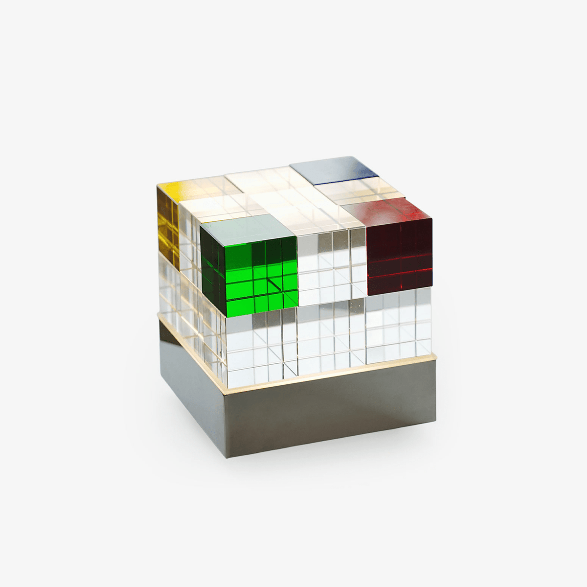 Elleryn lámpara de mesa de cristal colorido en forma de cubo