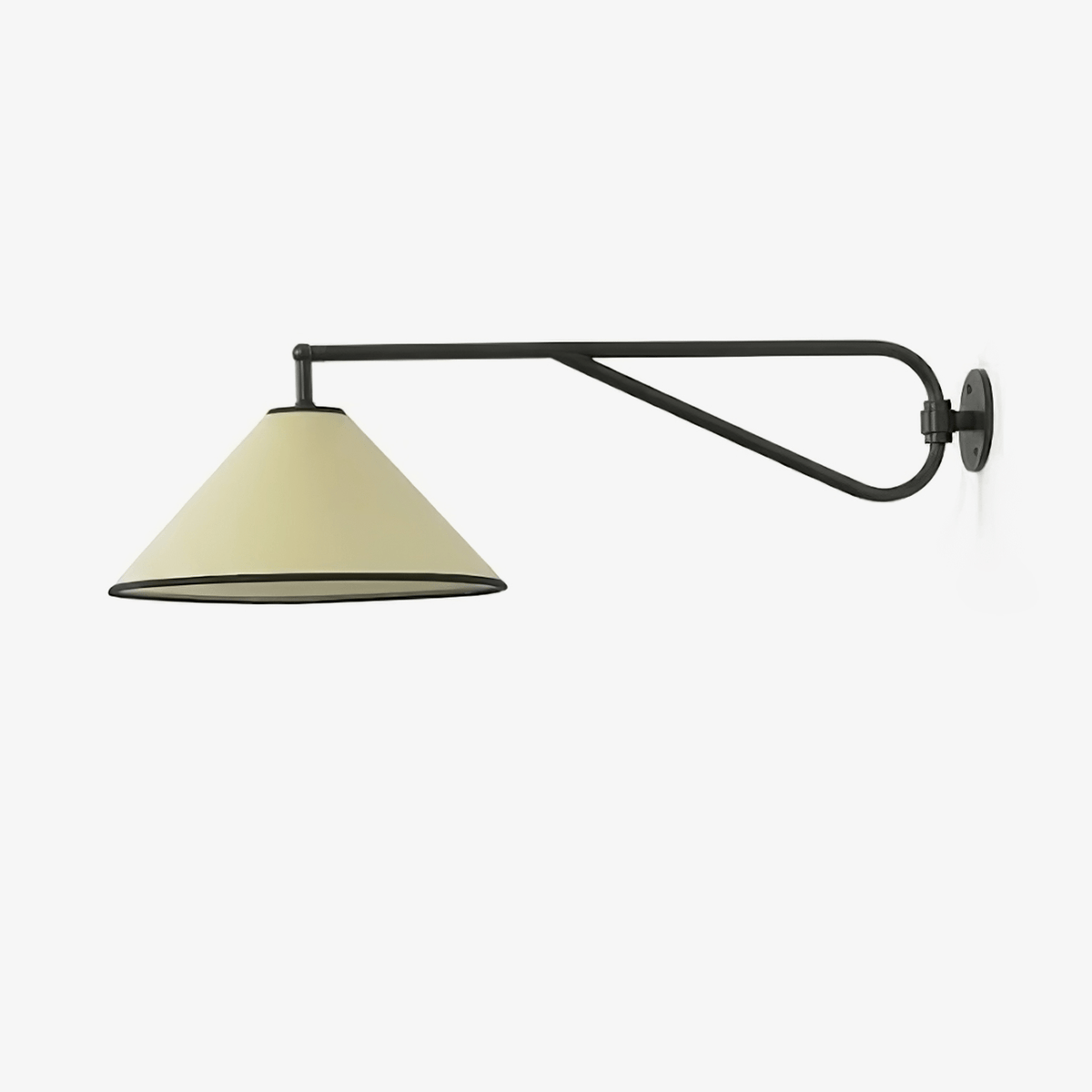 Zane aplique de pared minimalista con brazo oscilante y pantalla de tejido