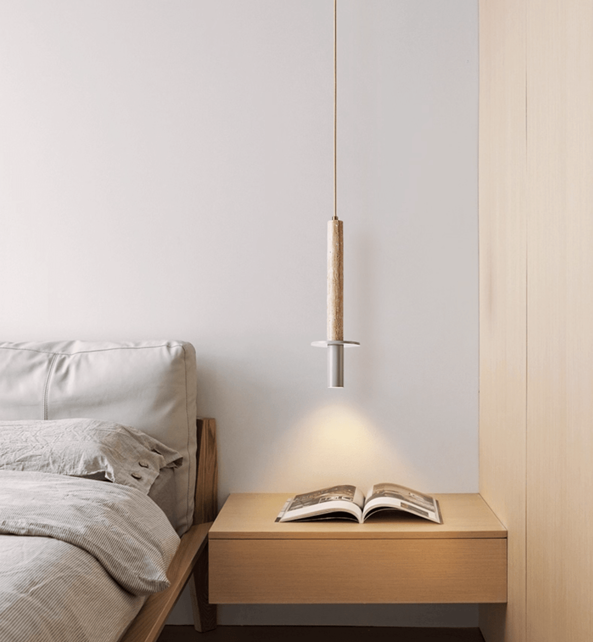 Wren lámpara colgante Slim en travertino amarillo