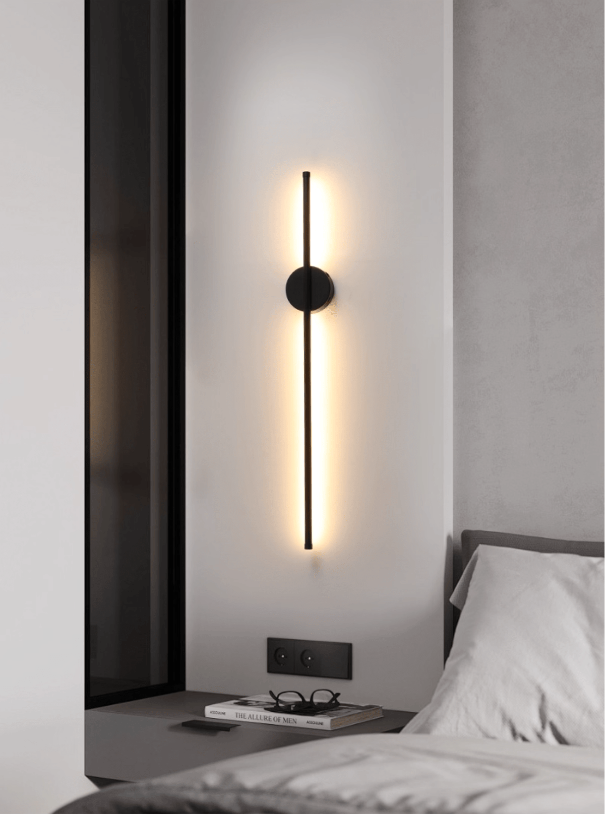 Fral aplique de pared negro con cable recargable y control táctil