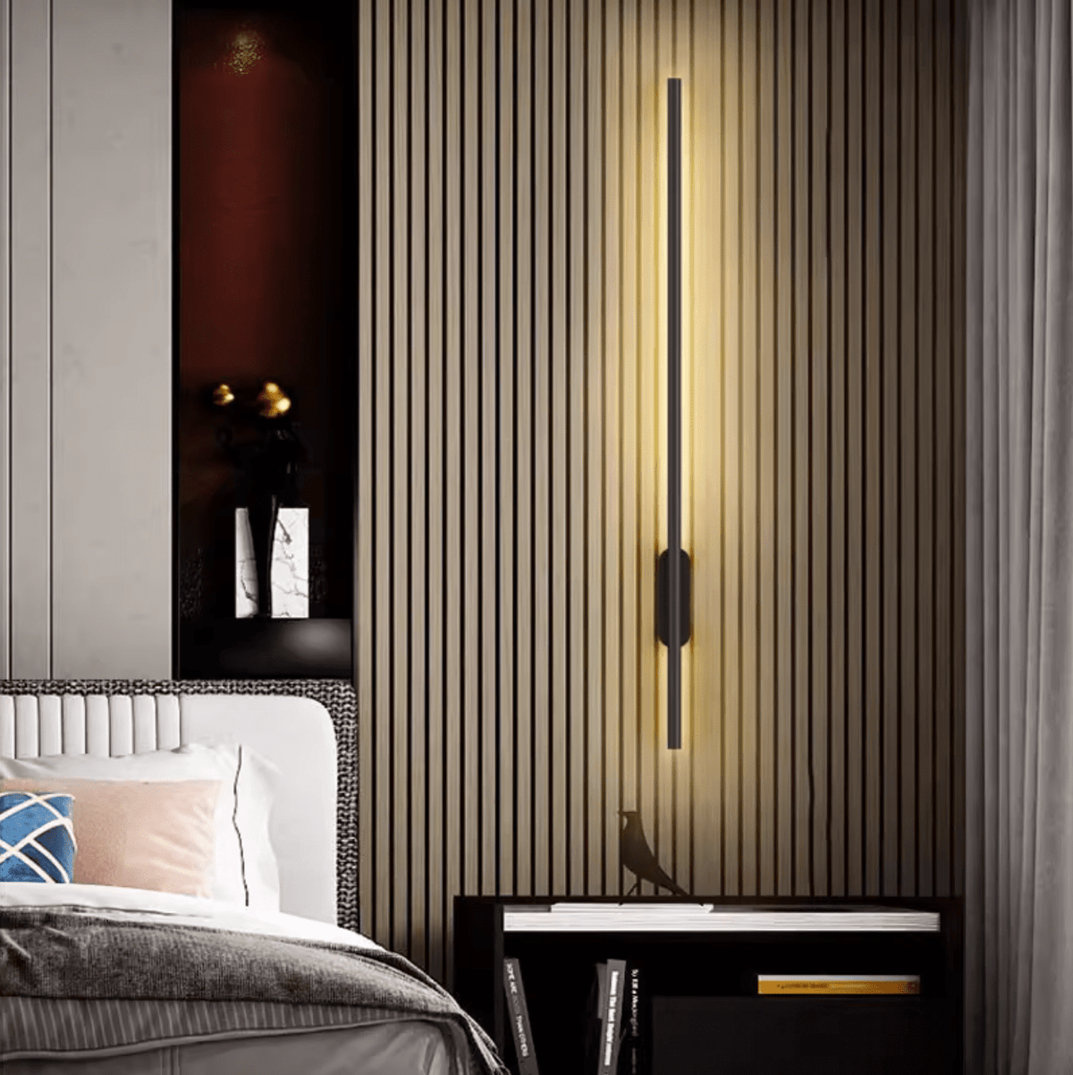Nomk aplique de pared negro recargable lineal