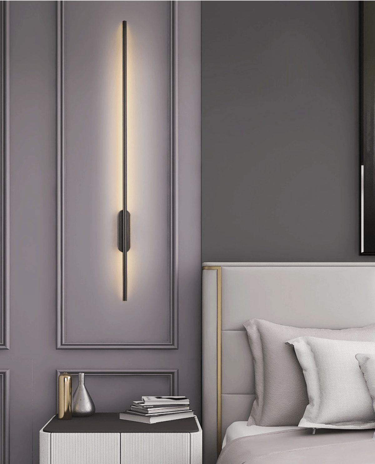 Nomk aplique de pared negro recargable lineal