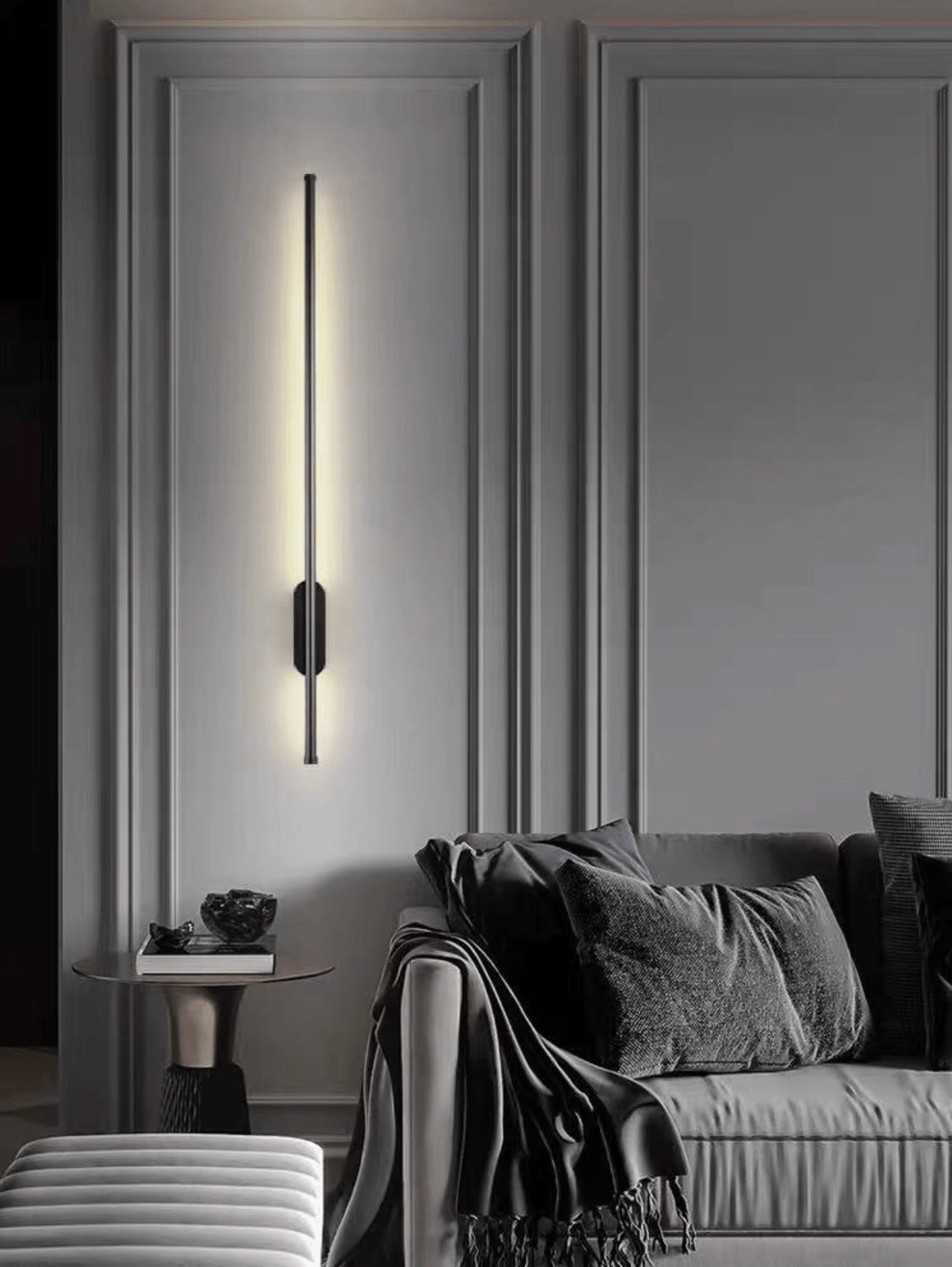 Nomk aplique de pared negro recargable lineal