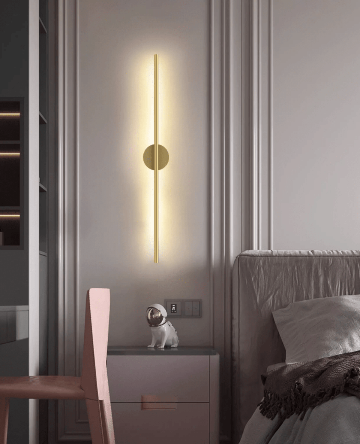 Nomk aplique de pared negro recargable lineal