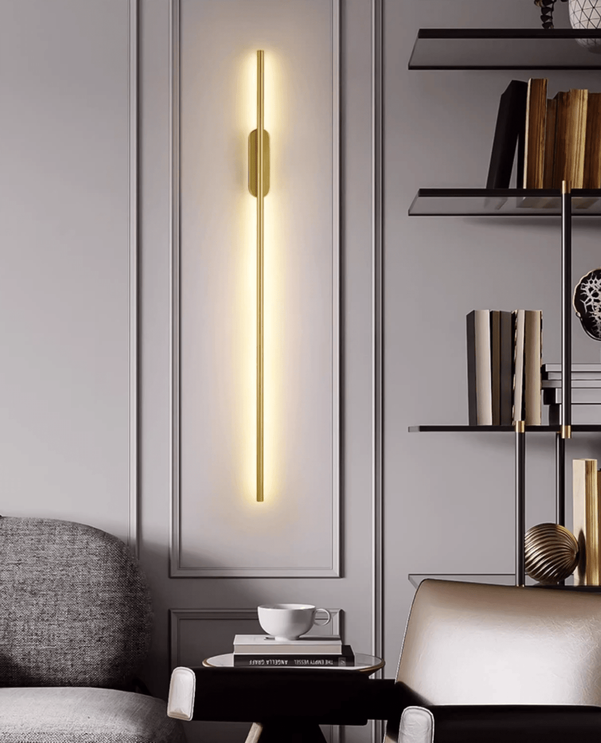 Nomk aplique de pared negro recargable lineal