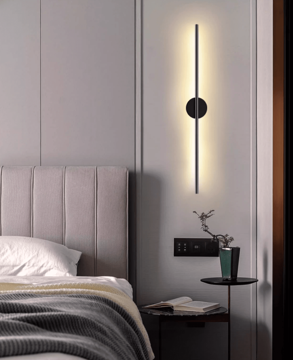 Nomk aplique de pared negro recargable lineal