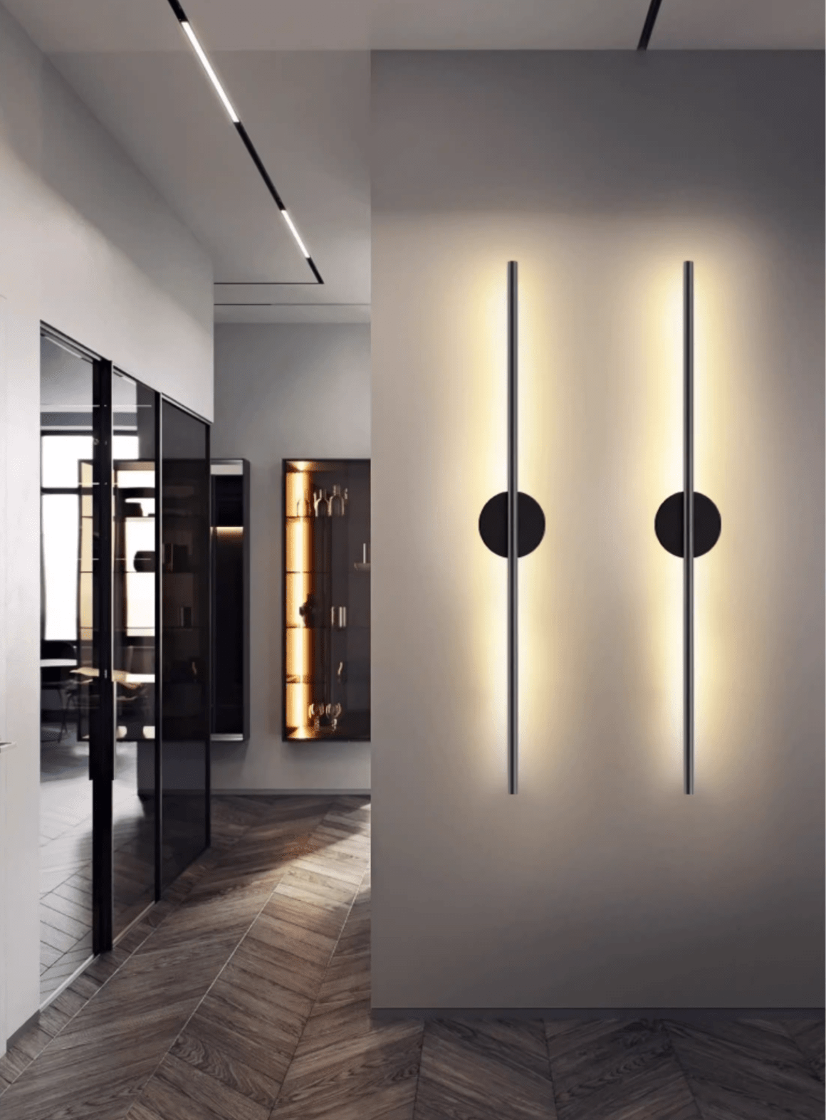 Nomk aplique de pared negro recargable lineal